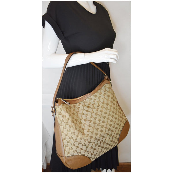 Gucci Large Bree GG Canvas Hobo  Handbag brown