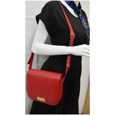 YVES SAINT LAURENT Betty Smooth Leather Shoulder Bag Red