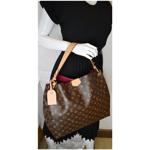 LOUIS VUITTON Graceful MM Monogram Canvas Shoulder Bag Brown