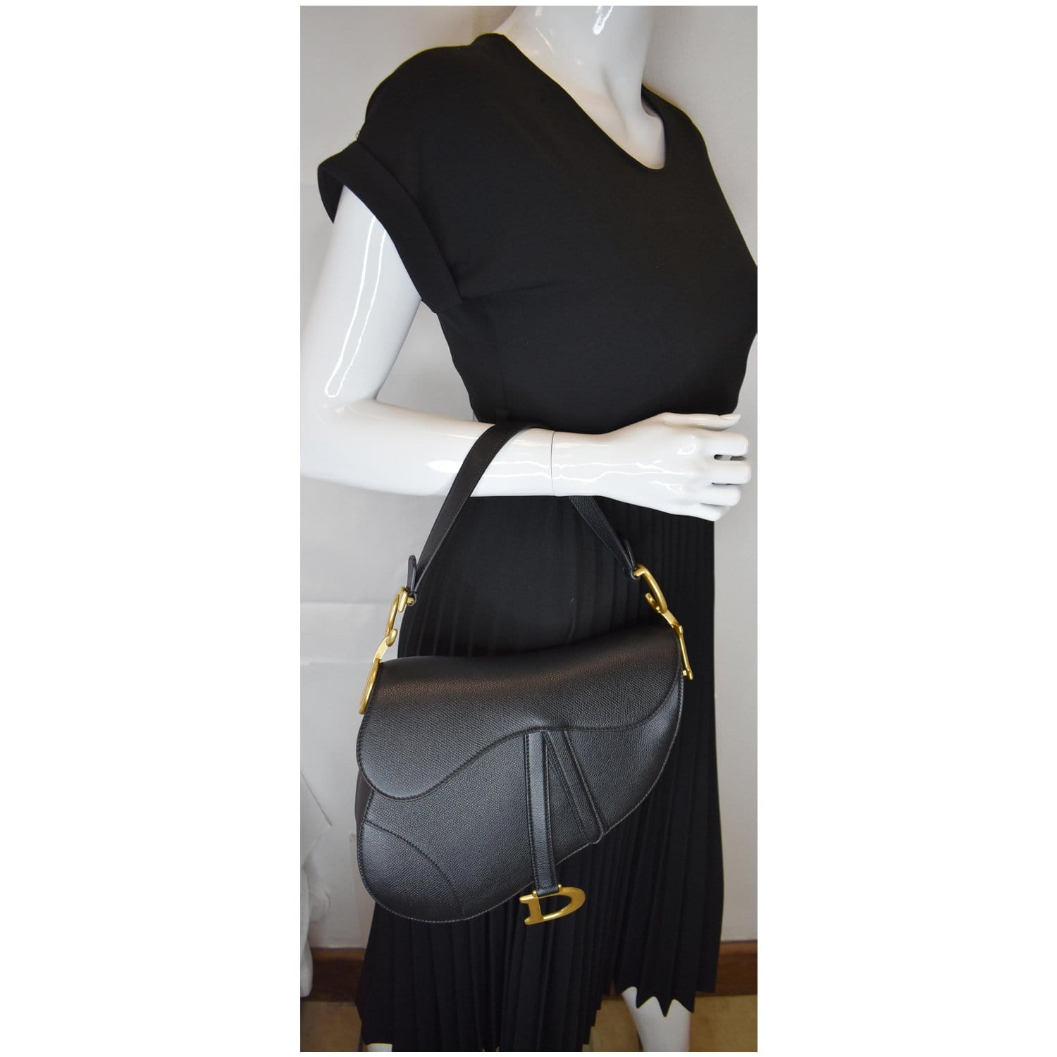 Dior Black Leather Medium Saddle Bag Dior
