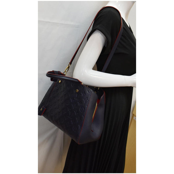 LOUIS VUITTON Montaigne MM Monogram Empreinte Shoulder Bag Navy Blue