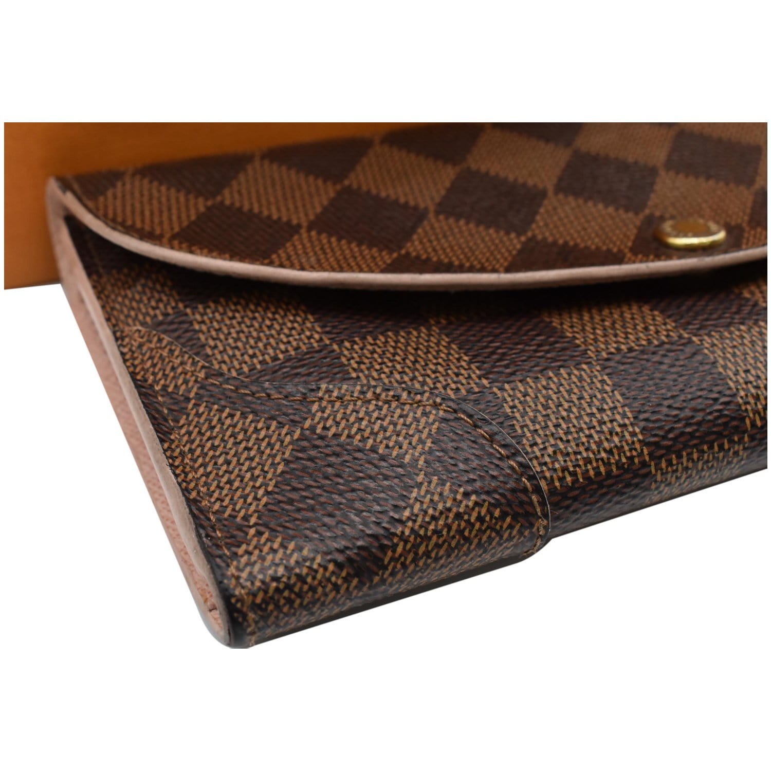 Authentic Louis Vuitton Damier Portefeuille Caissa Long Wallet N61221 Brown  Pink