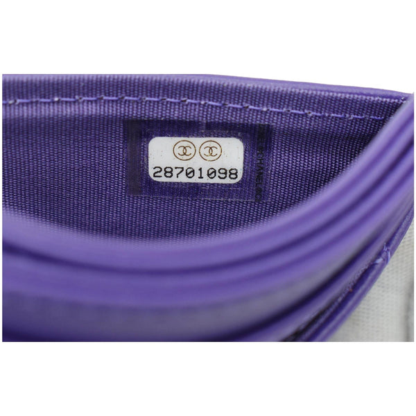 CHANEL Boy Leather Card Holder Purple