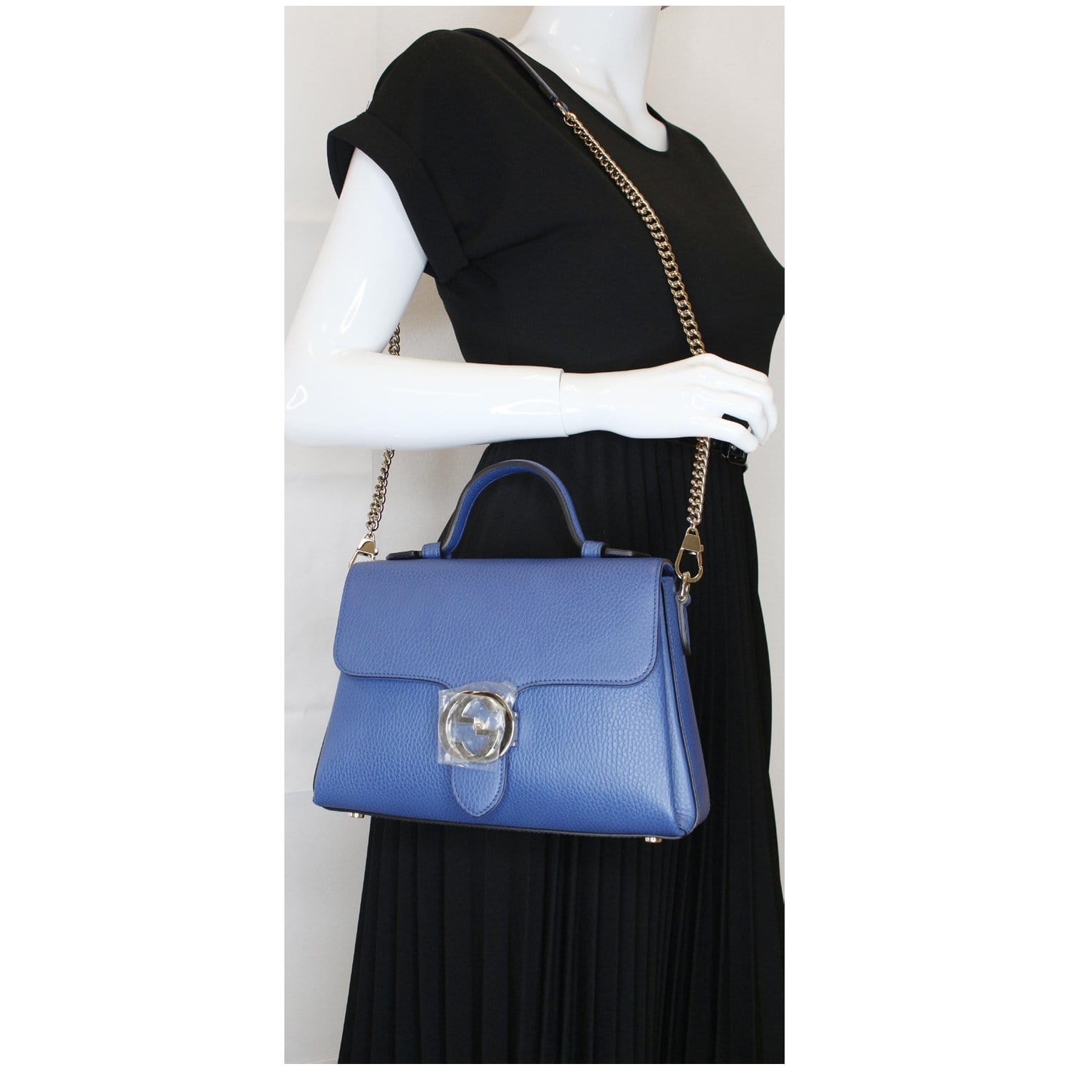 Gucci Blue Leather Small Interlocking G Shoulder Bag Gucci