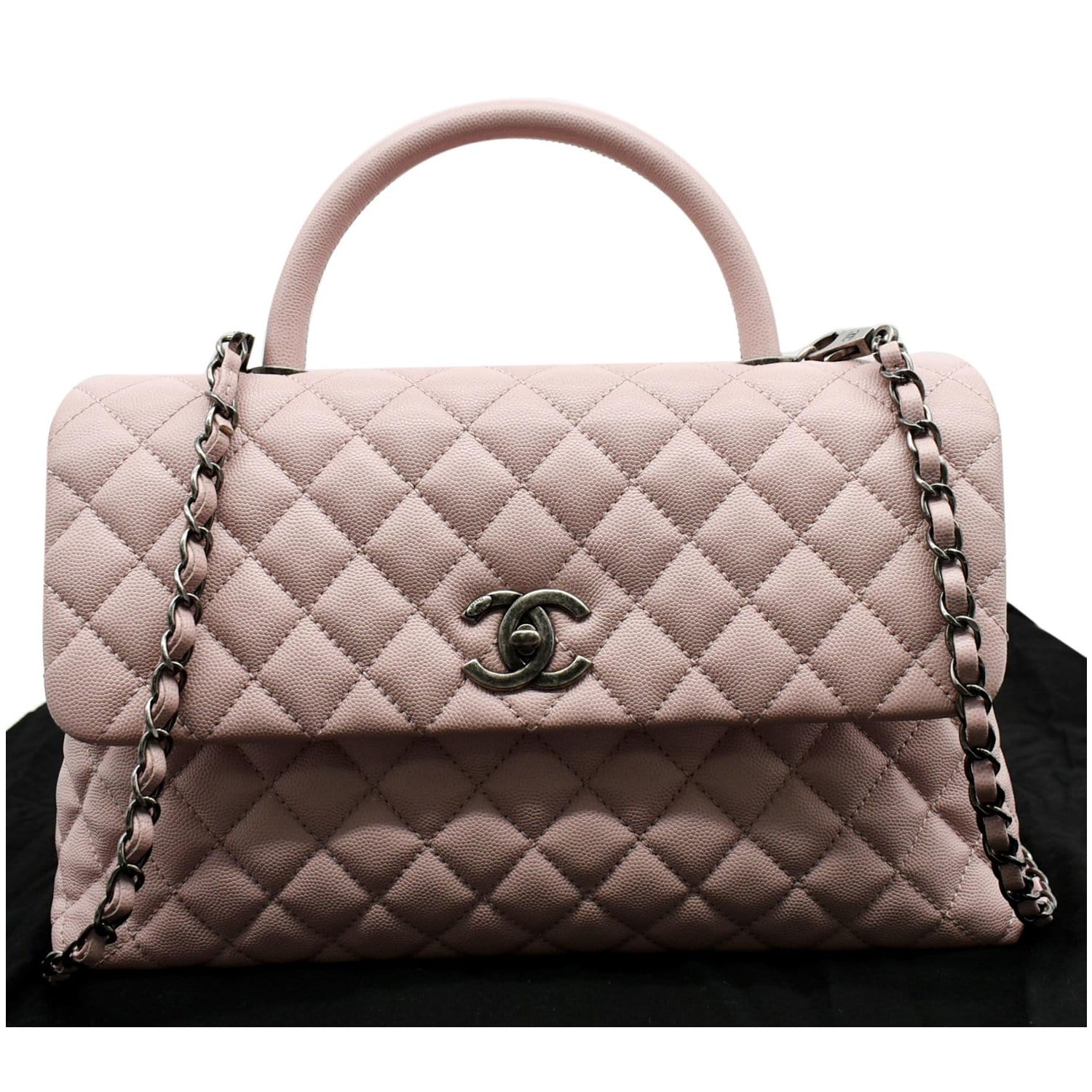 Chanel Nude Caviar Leather Quilted Medium Coco Handle Kelly Style Flap Bag  For Sale at 1stDibs