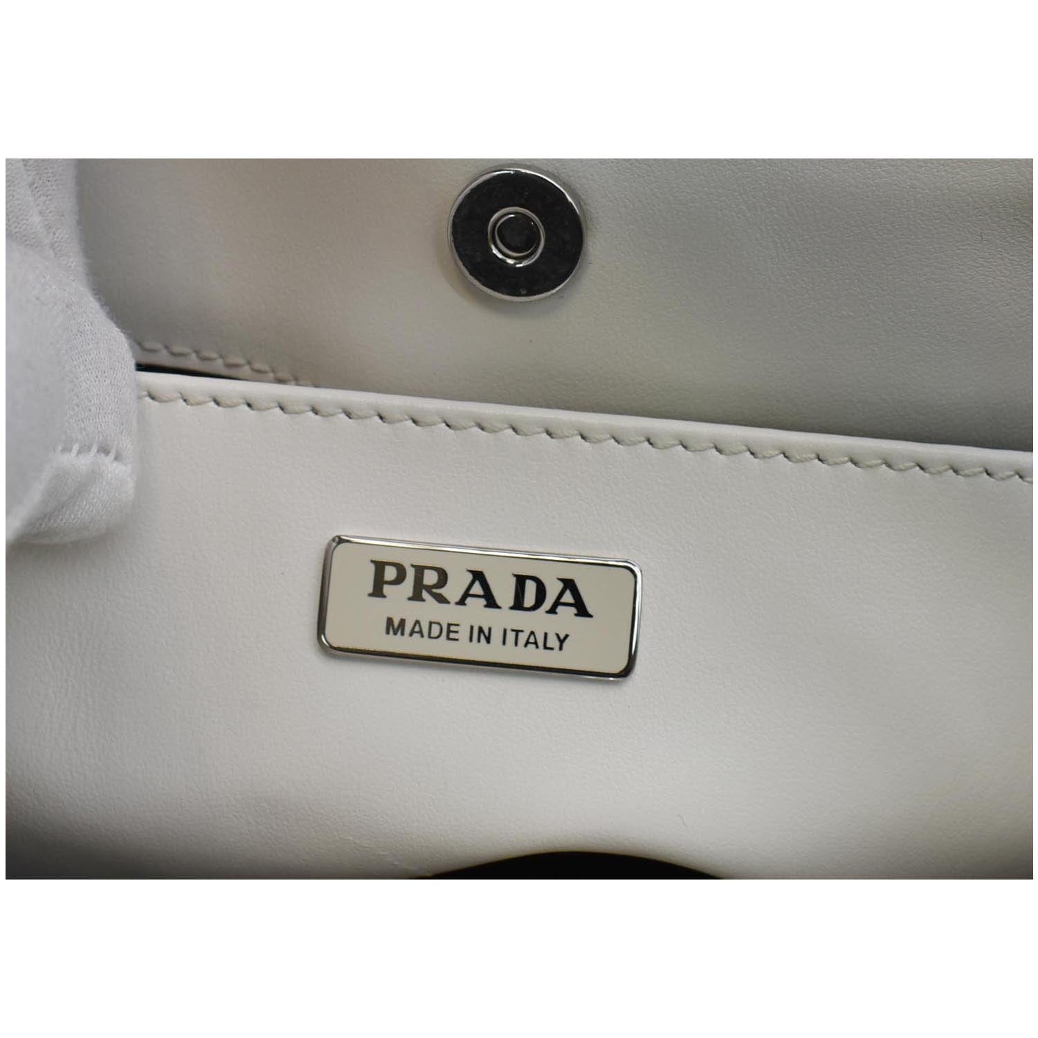 Prada Cleo Brushed Leather Mini Bag in White
