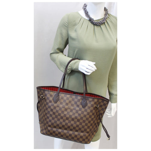 LOUIS VUITTON Neverfull MM Damier Ebene Tote Shoulder Bag-US