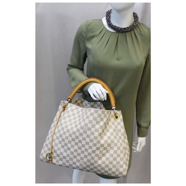 LOUIS VUITTON Artsy MM Damier Azur Shoulder Bag White-US