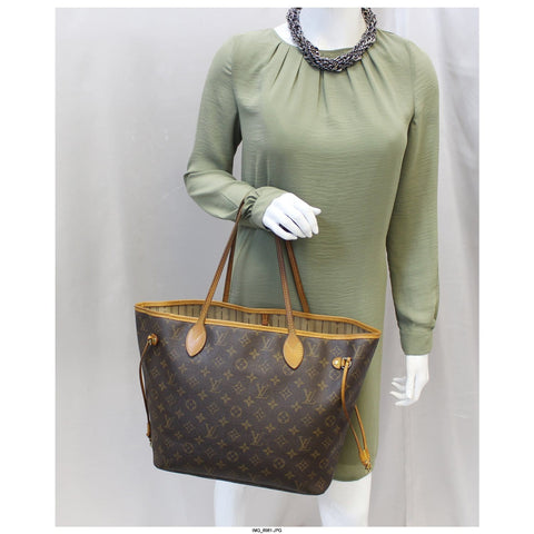 LOUIS VUITTON Neverfull MM Monogram Canvas Tote Bag Brown-US