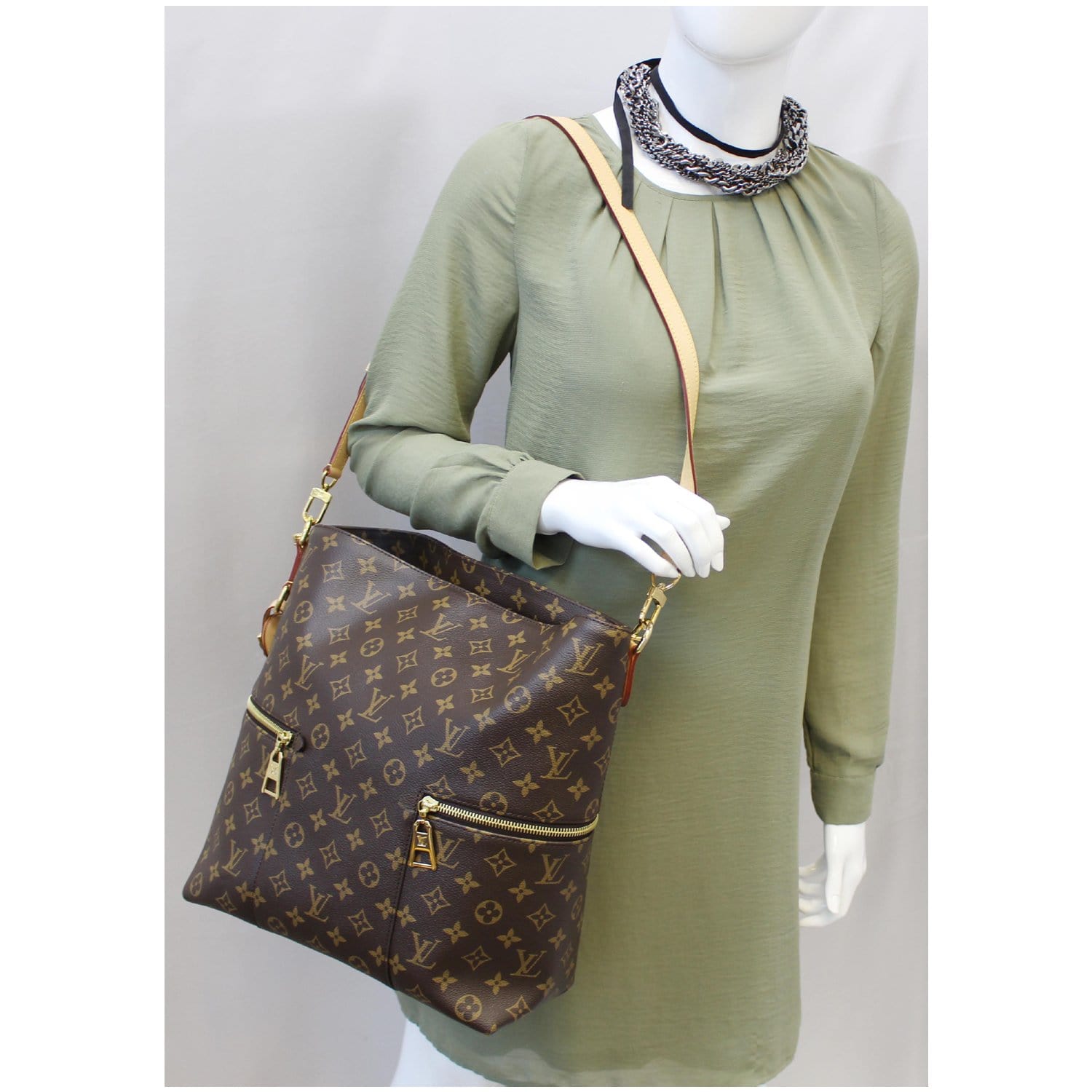 Louis Vuitton Hobo Melie Brown Monogram Canvas Shoulder Bag