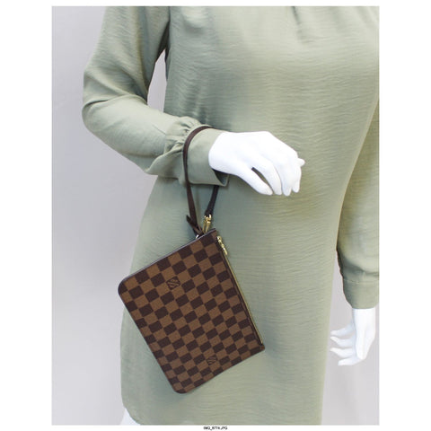 LOUIS VUITTON Pochette Wristlet Pouch Damier Ebene Neverfull MM-US