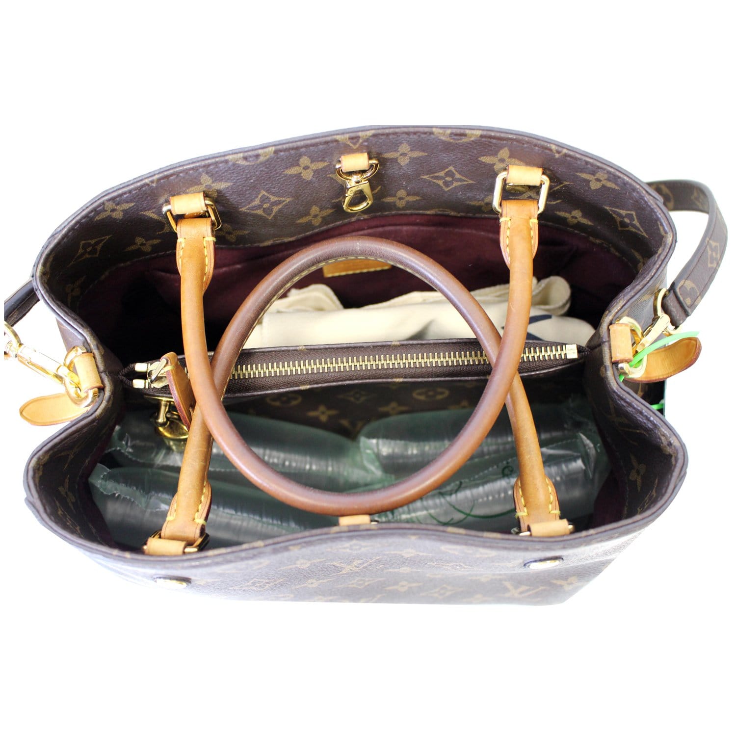 Montaigne cloth handbag Louis Vuitton Brown in Cloth - 22961791