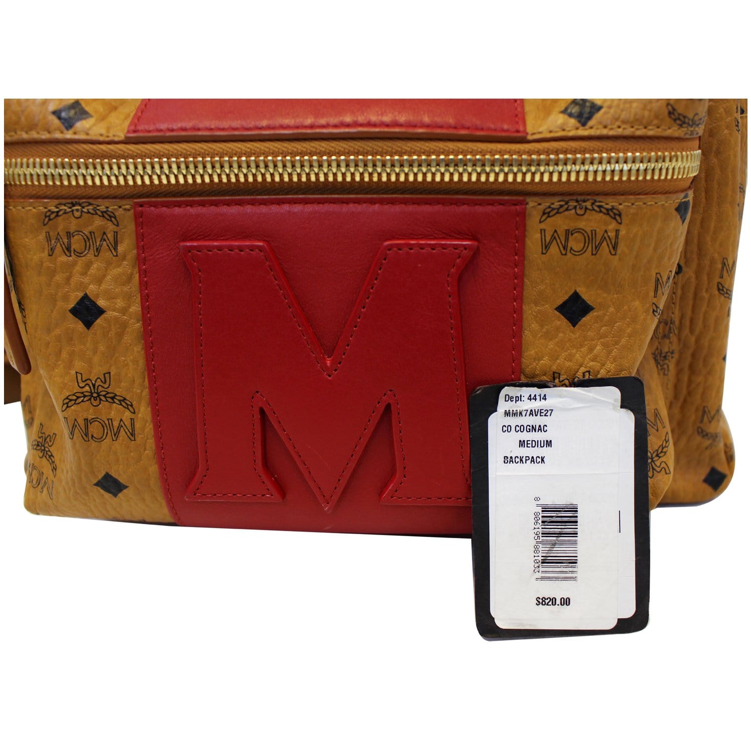 Mcm Mens Cognac Stark logo-print Faux-Leather Backpack