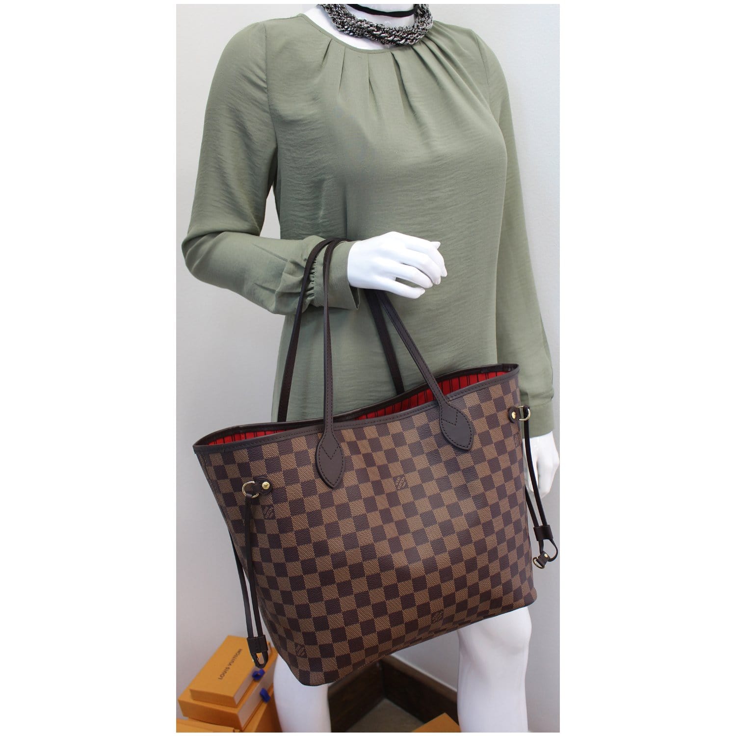 LOUIS VUITTON Neverfull MM Damier WomenTote Bag Brown Discontinued  produc