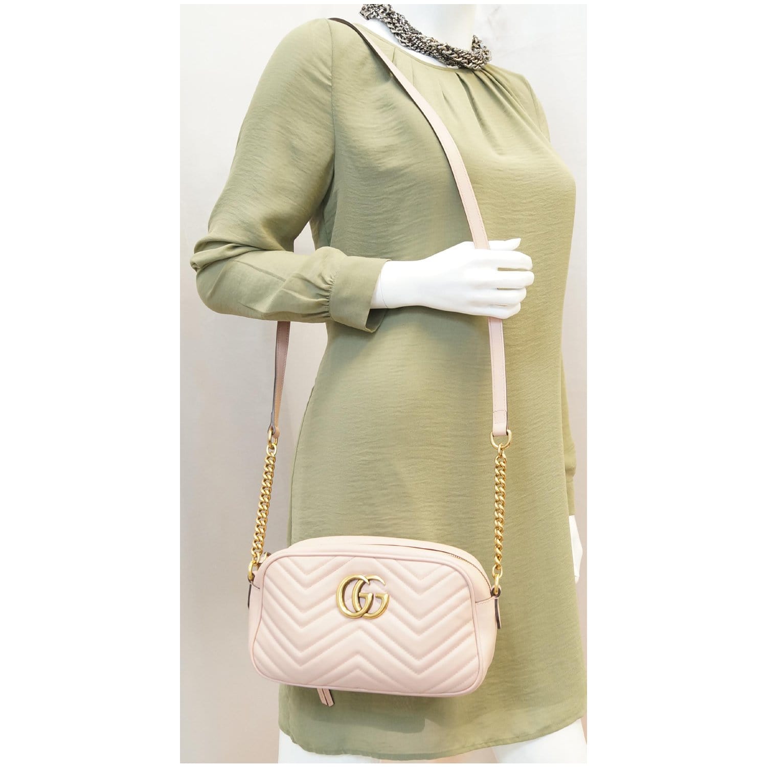 GG Matelassé handbag in pink leather