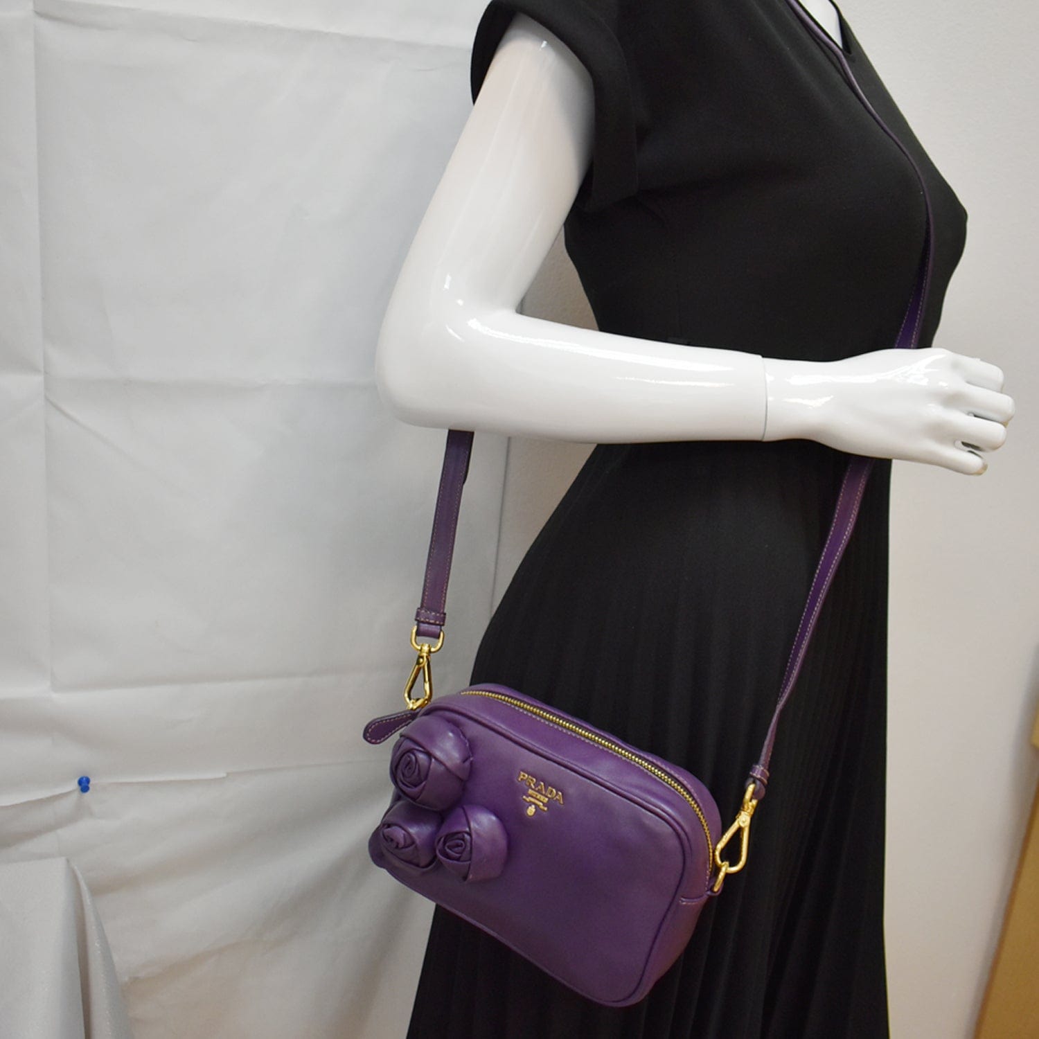 Prada Saffiano Lux Mini Camera Bag - Blue Crossbody Bags, Handbags