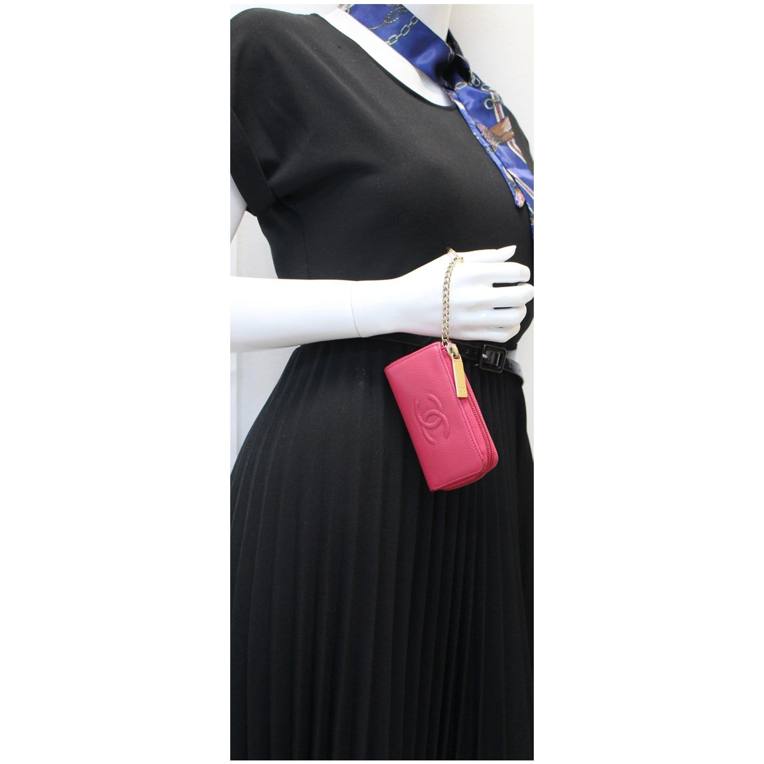 Chanel Mini Pouch Bag Charm Key Holder Red Caviar Skin 2987840 69924