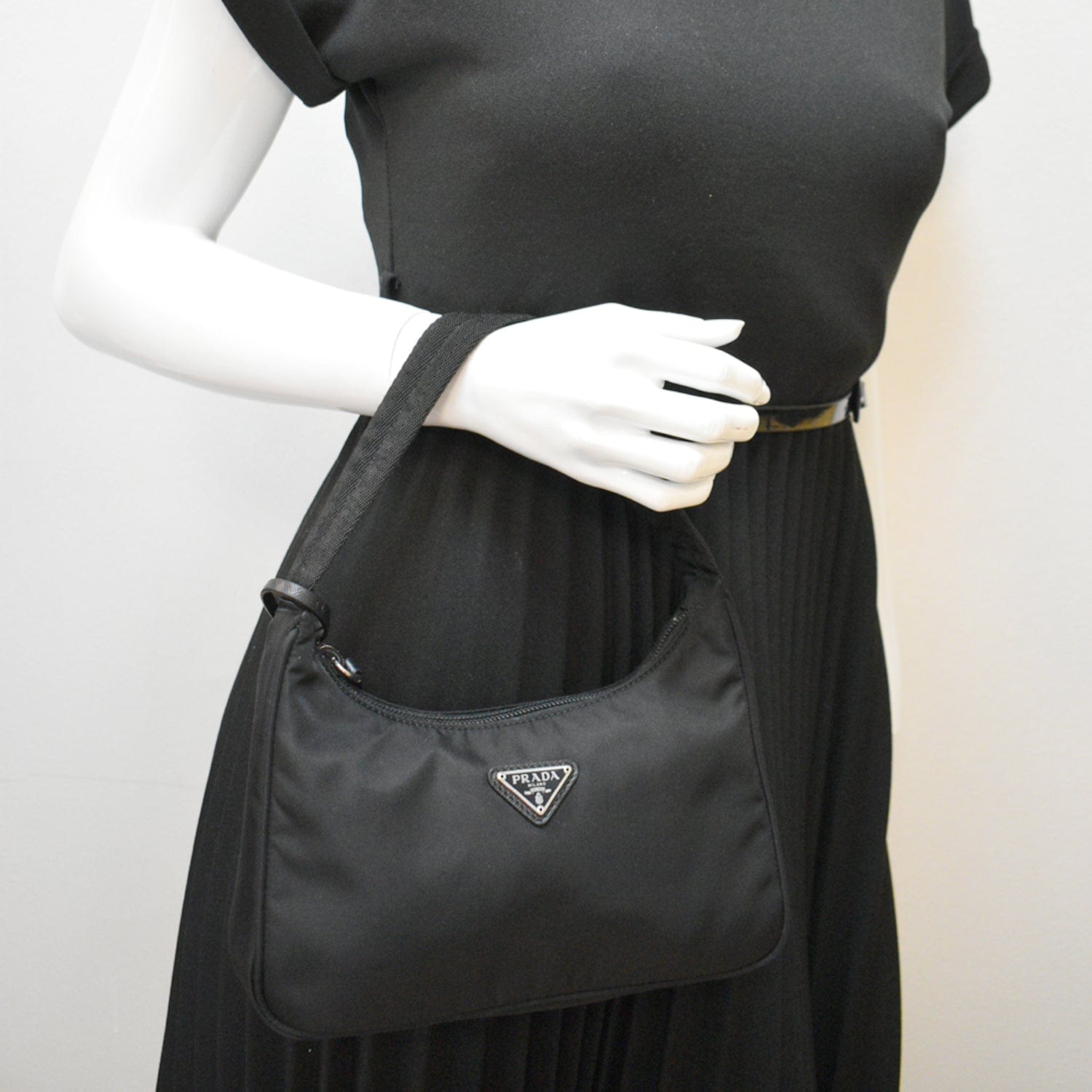 PRADA Tessuto Nylon Mini Re-Edition 2000 Shoulder Bag Black 1284870