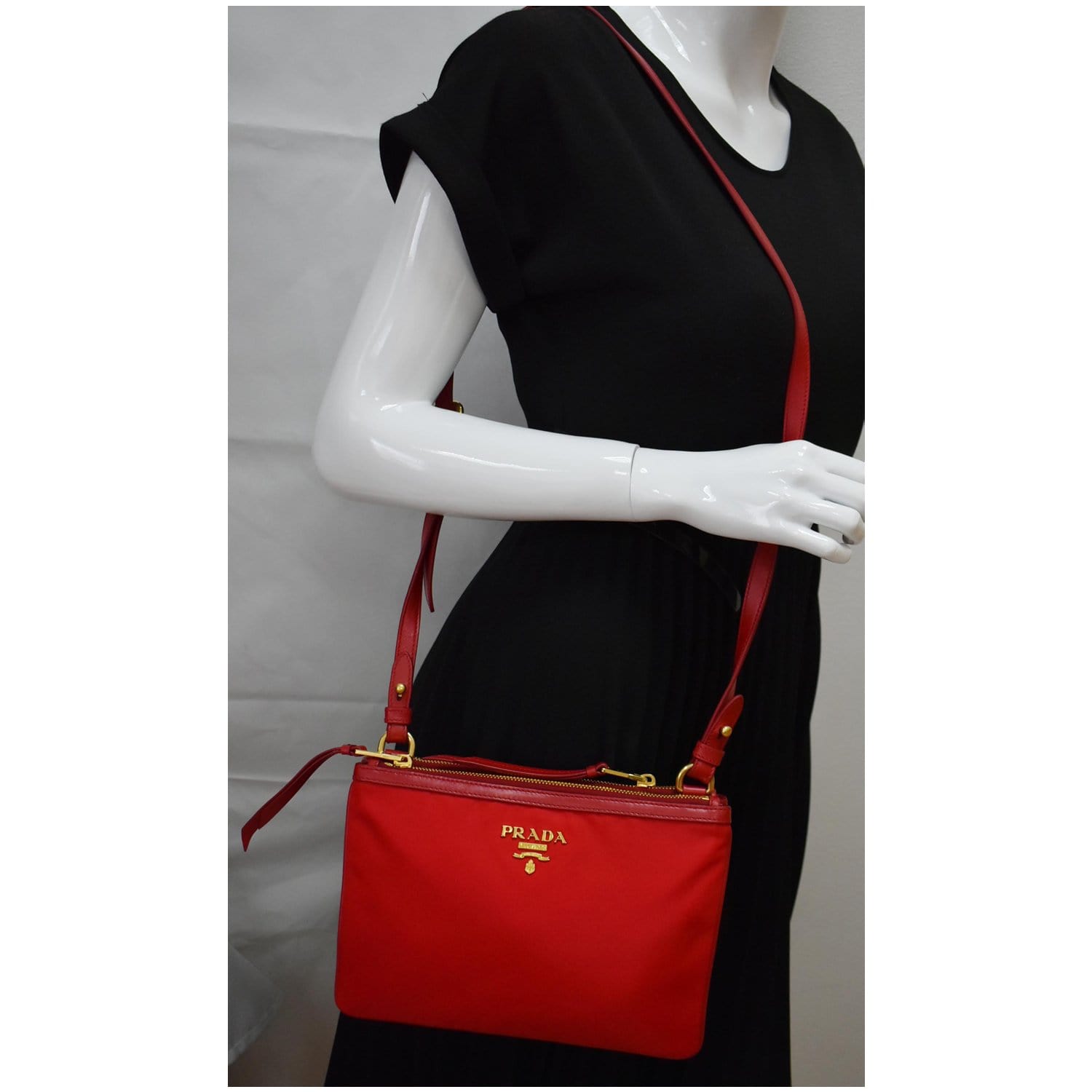 Red Prada Tessuto Crossbody Bag – Designer Revival