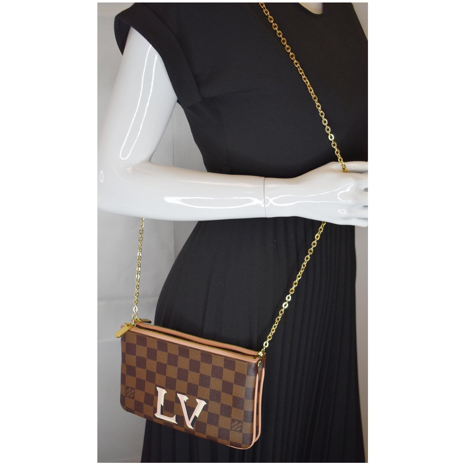 Louis Vuitton Damier Ebène Double Zip Pochette - Ann's Fabulous Closeouts