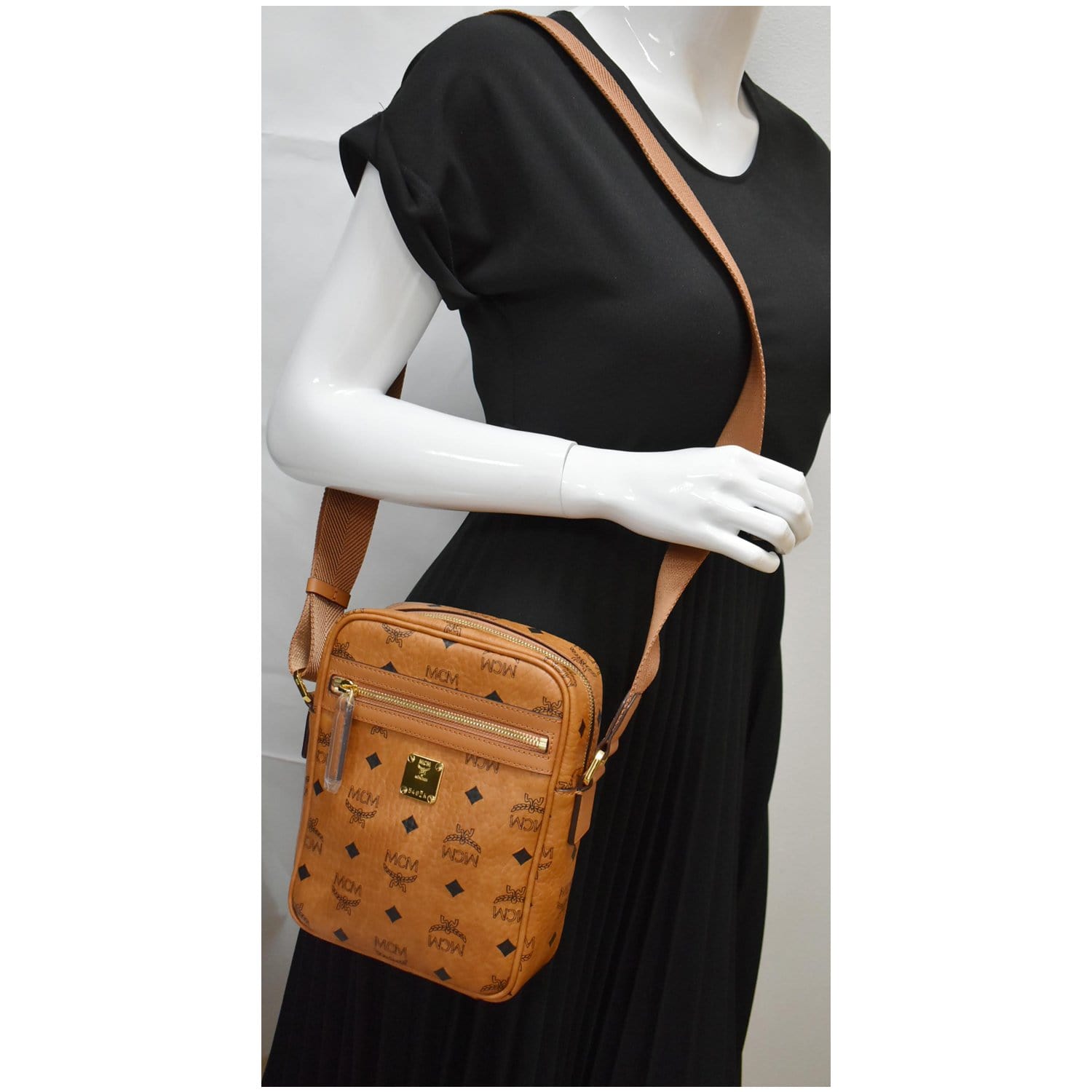 Vintage MCM classic brown mini kelly bag with key, designed by