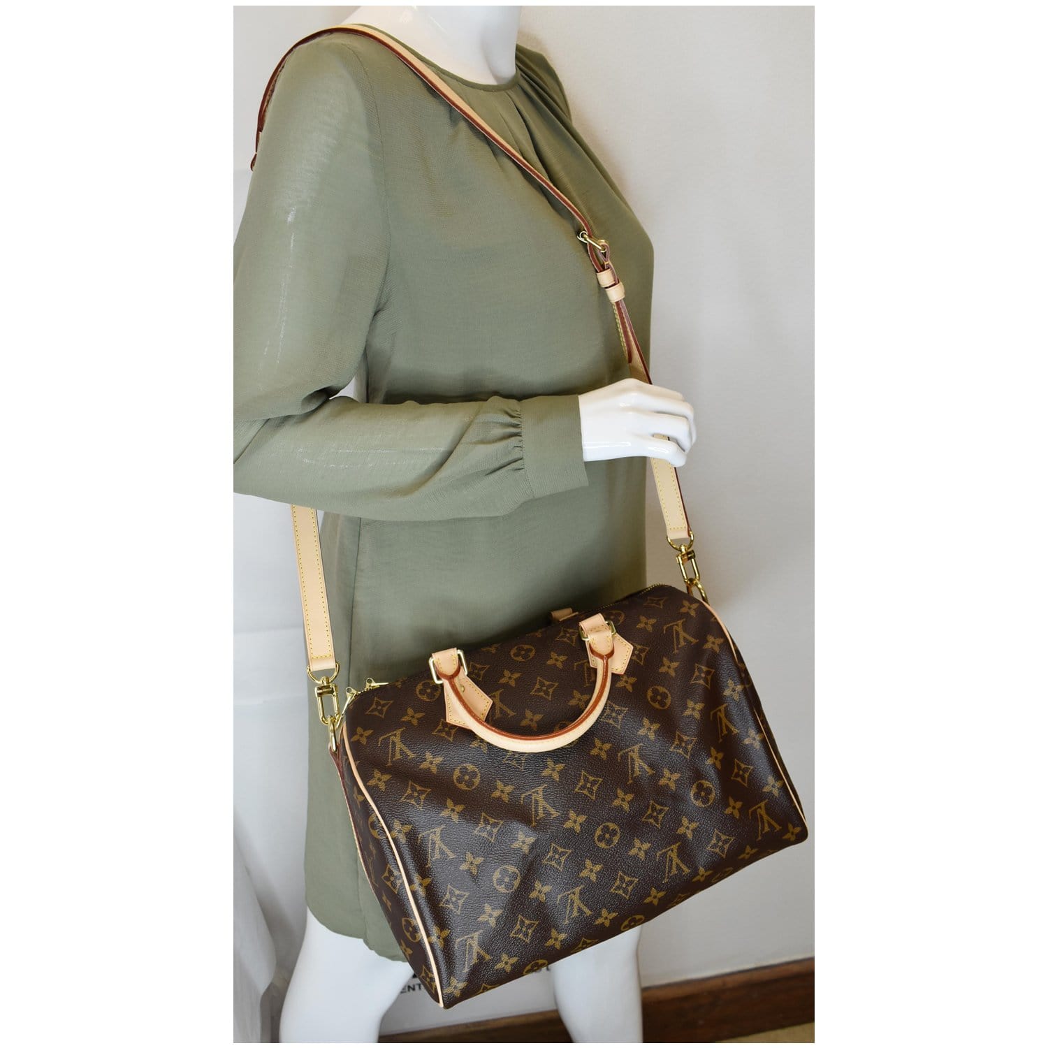 Speedy bandoulière leather handbag Louis Vuitton Brown in Leather - 35334403
