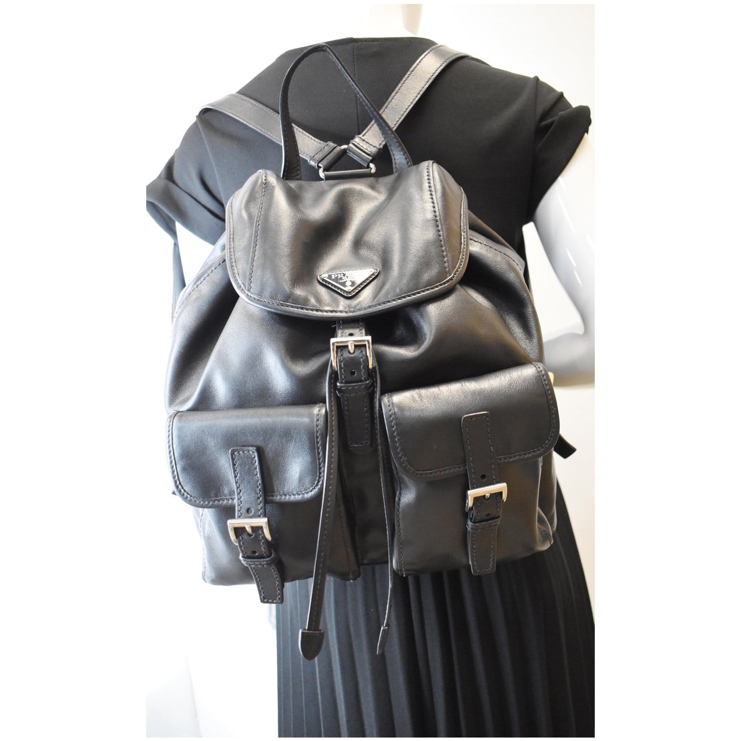 Prada Saffiano Lux Tote Shoulder Bag Black 1BA227 New | eBay
