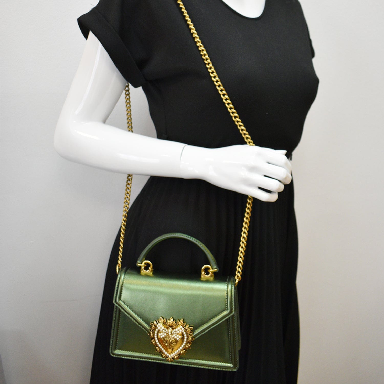 Dolce & Gabbana Women's Devotion Leather Top Handle Bag In Green, ModeSens