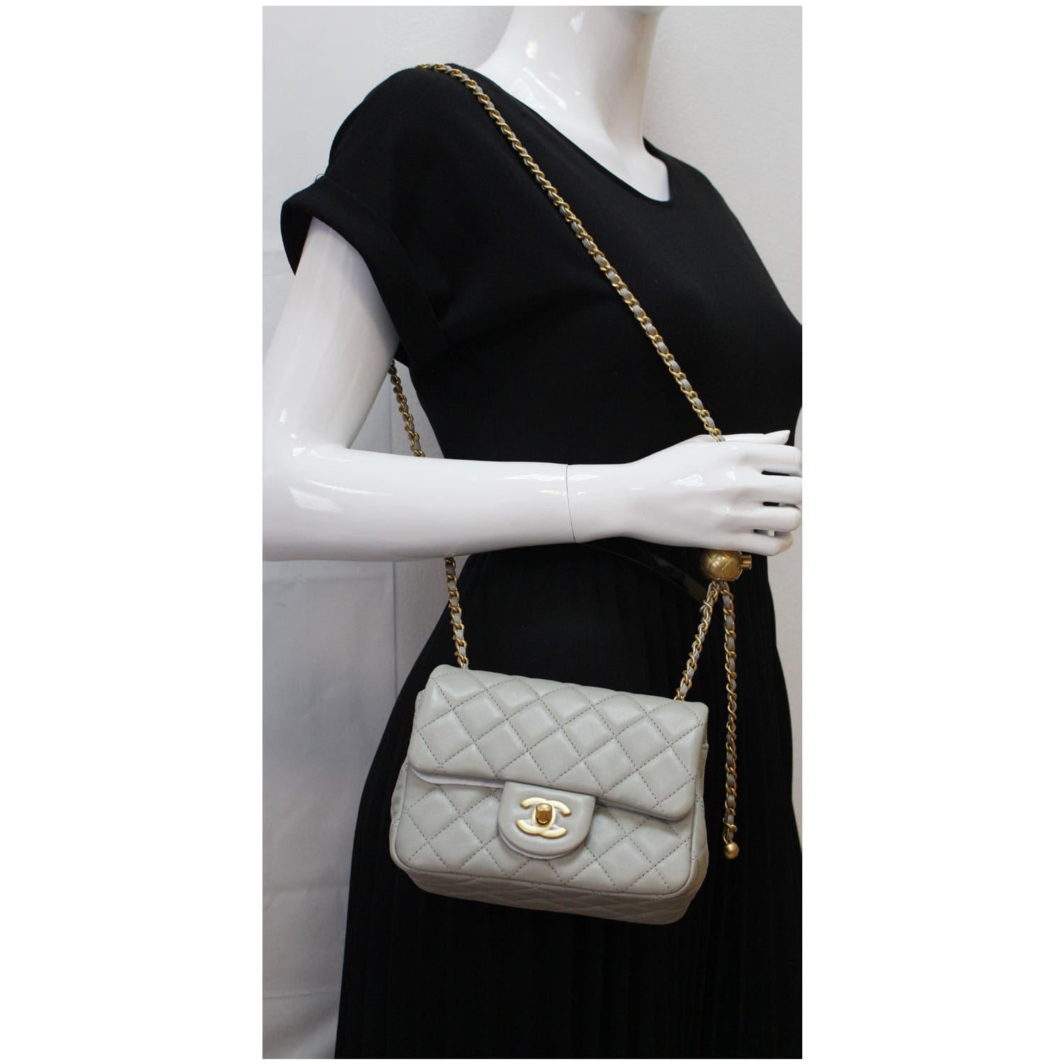 Chanel Black Quilted Lambskin Quilted About Pearls Mini Bag For