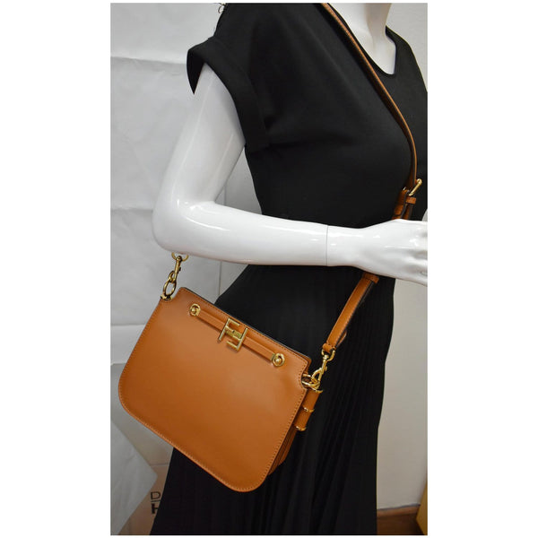 Fendi Touch Leather Shoulder Bag Brown - Dallas Handbags