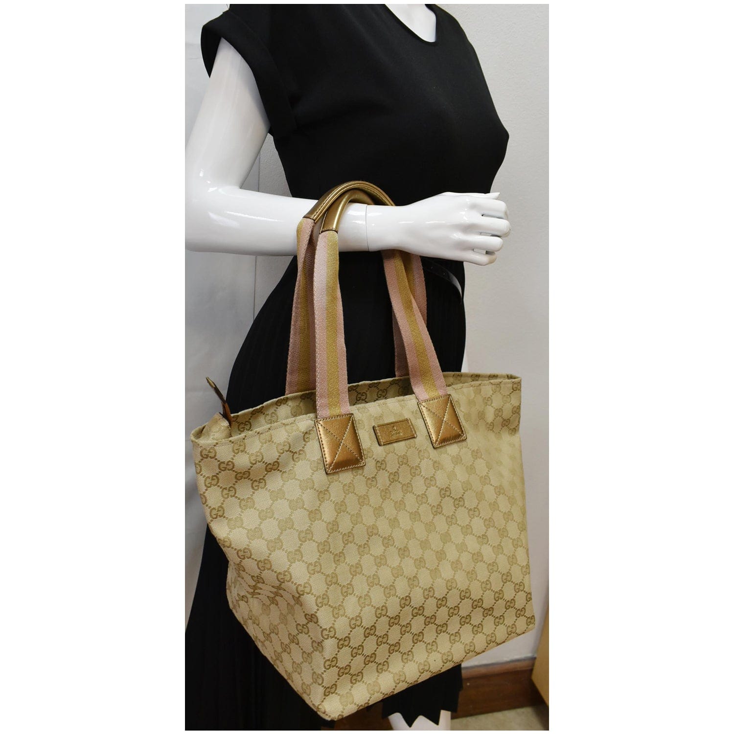 GUCCI-Sherry-GG-Canvas-Leather-Travel-Bag-Beige-Brown-153240 –  dct-ep_vintage luxury Store