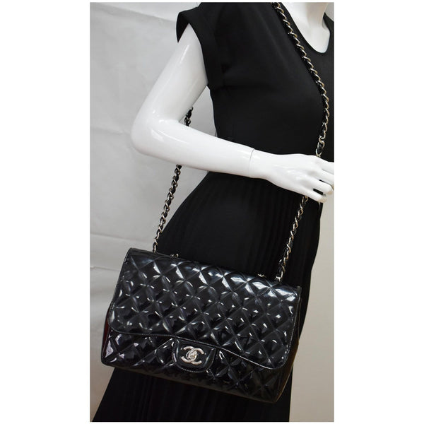 Chanel Jumbo Single Flap Patent Leather Shoulder Bag