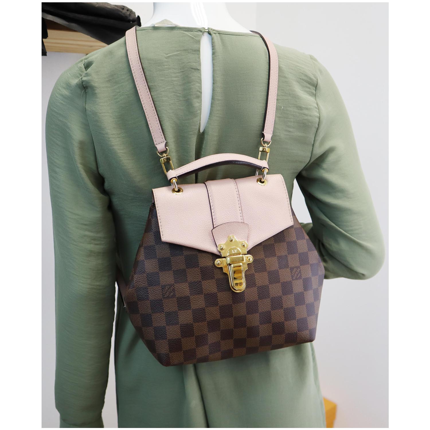 Louis Vuitton Pink Damier Ebene Canvas and Leather Clapton Backpack Louis  Vuitton
