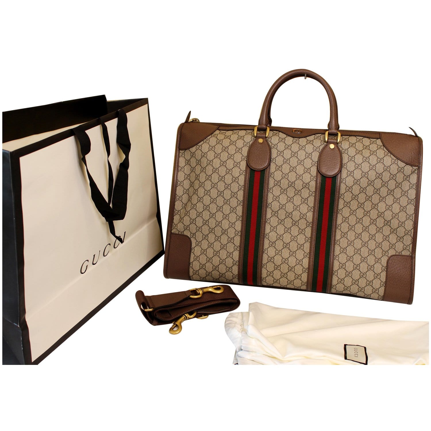 Gucci Brown GG Supreme Canvas Duffle Bag Gucci