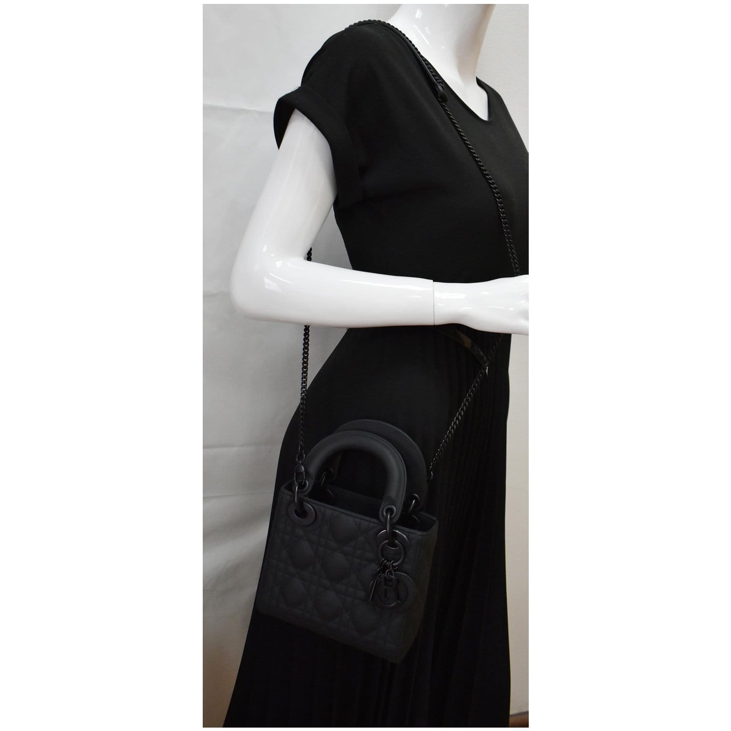 Christian Dior Mini Lady Dior Bag Black Cannage Lambskin  eBay