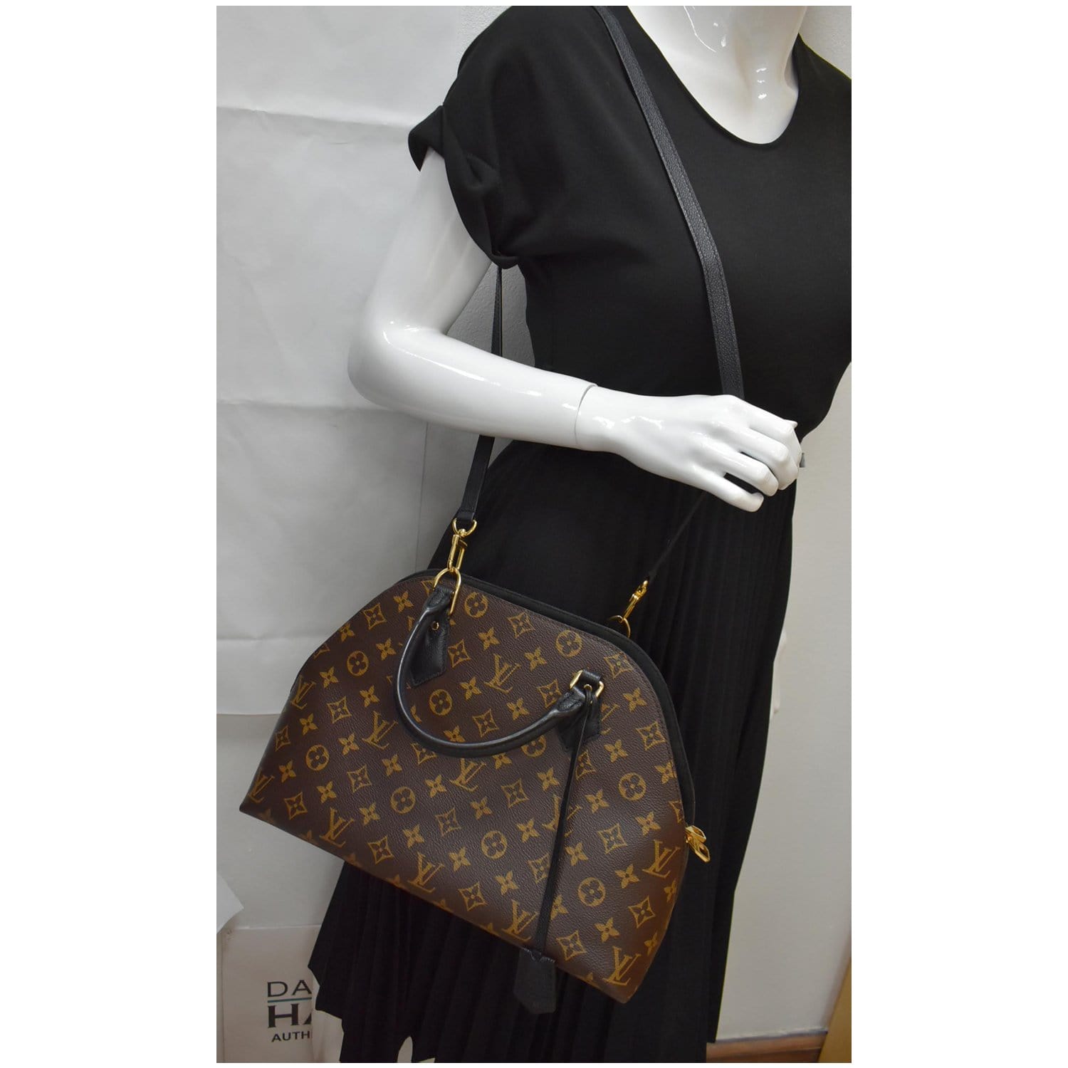 Pre-owned Louis Vuitton Black/brown Leather And Monogram Canvas