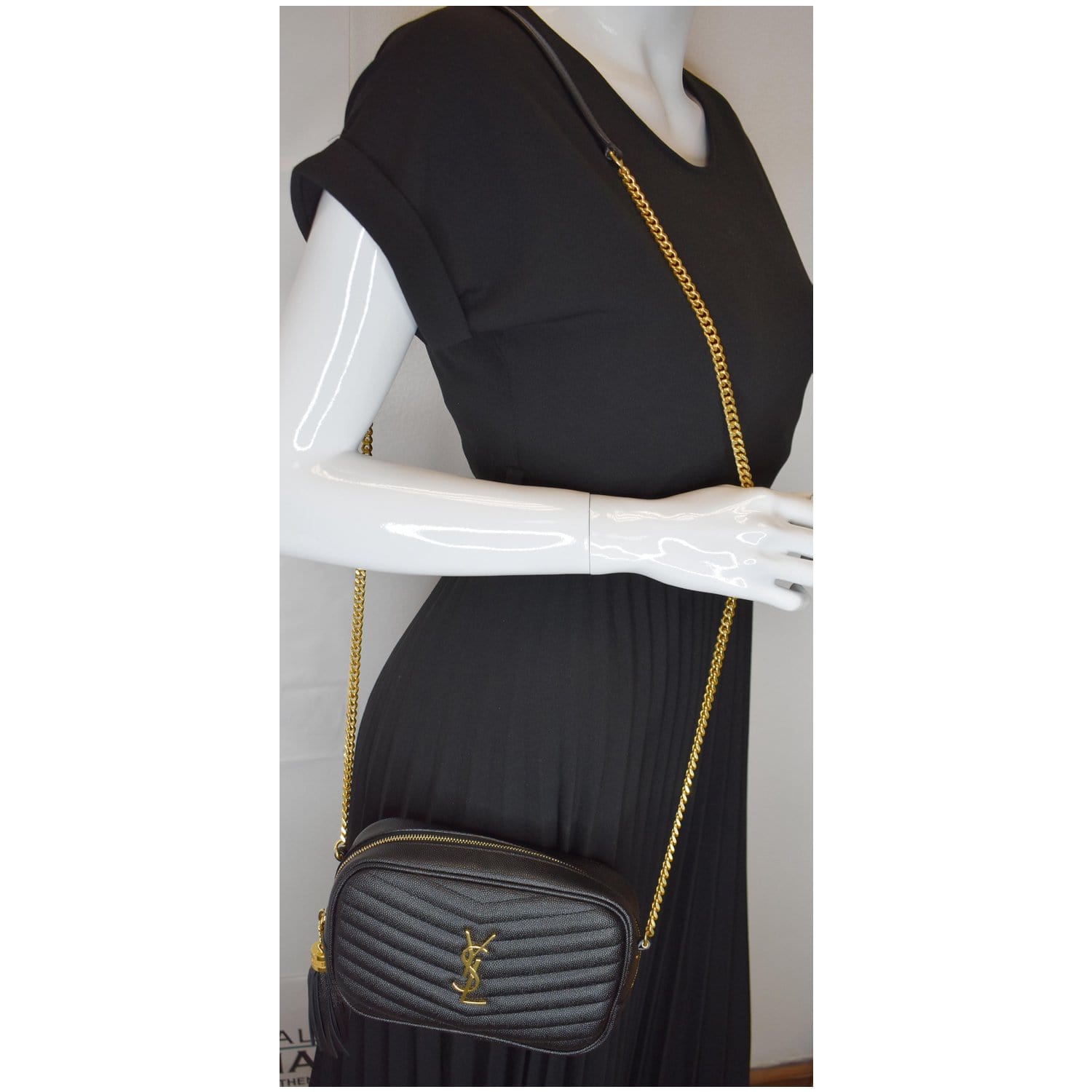 Saint Laurent Lou Mini Quilted Textured-leather Shoulder Bag - Off