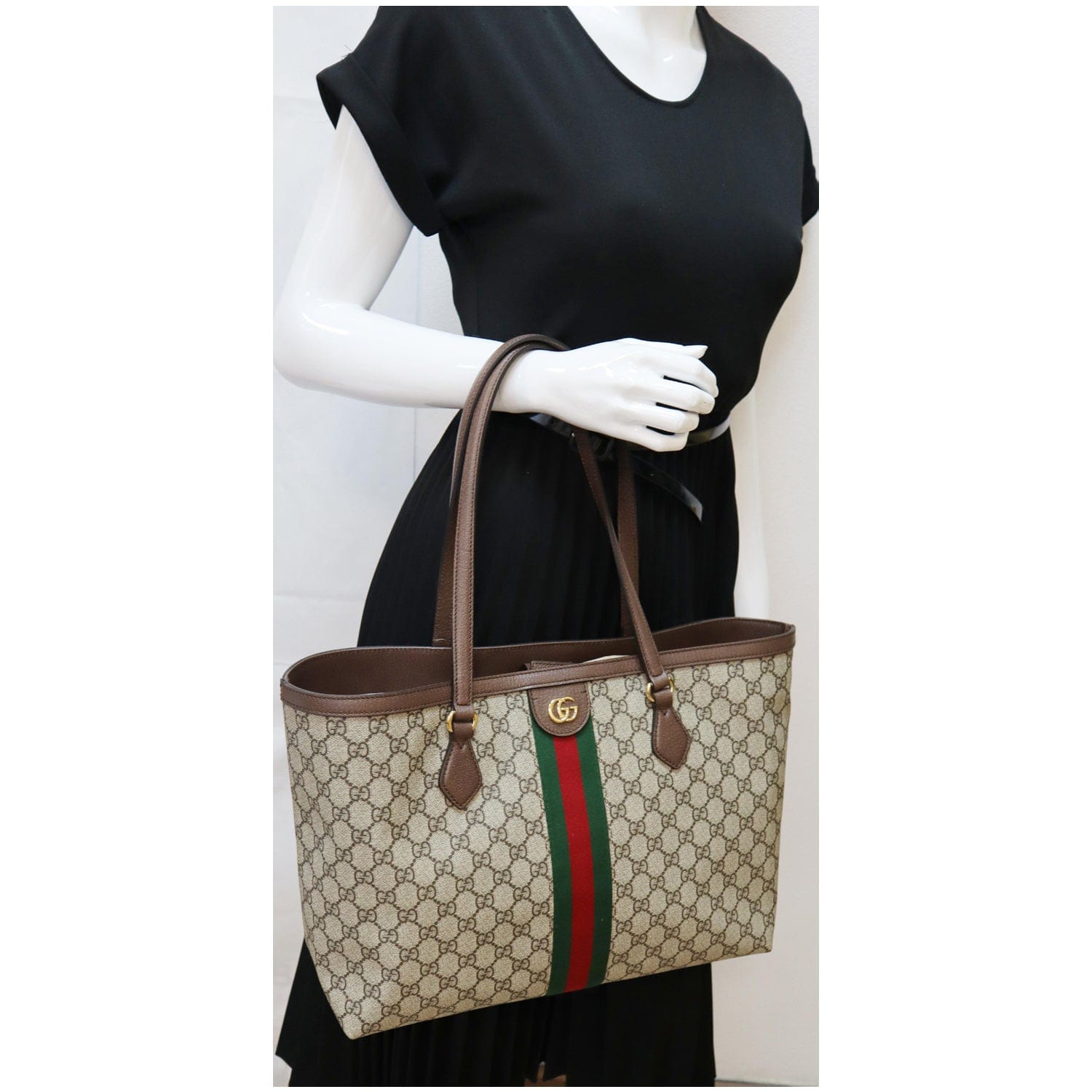 Gucci Ophidia Top Handle GG Supreme Web Medium Brown in Canvas/Leather with  Gold-tone - US