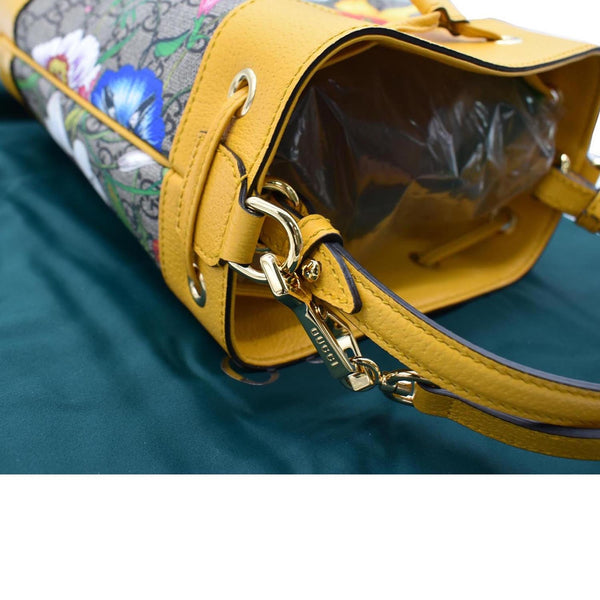 GUCCI Ophidia Flora Small GG Canvas Bucket Bag Yellow 550621