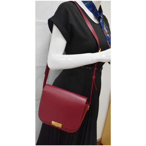 YVES SAINT LAURENT Betty Smooth Leather Shoulder Bag Burgundy