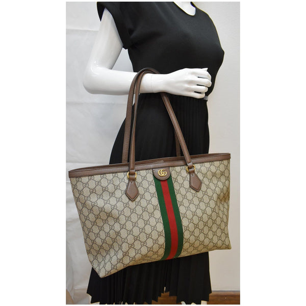 GUCCI Ophidia Medium GG Supreme Canvas Tote Bag Beige 631685