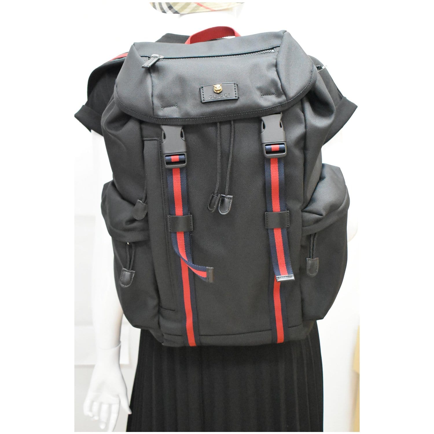 GUCCI Techno Fabric Canvas Backpack Bag Black 429037