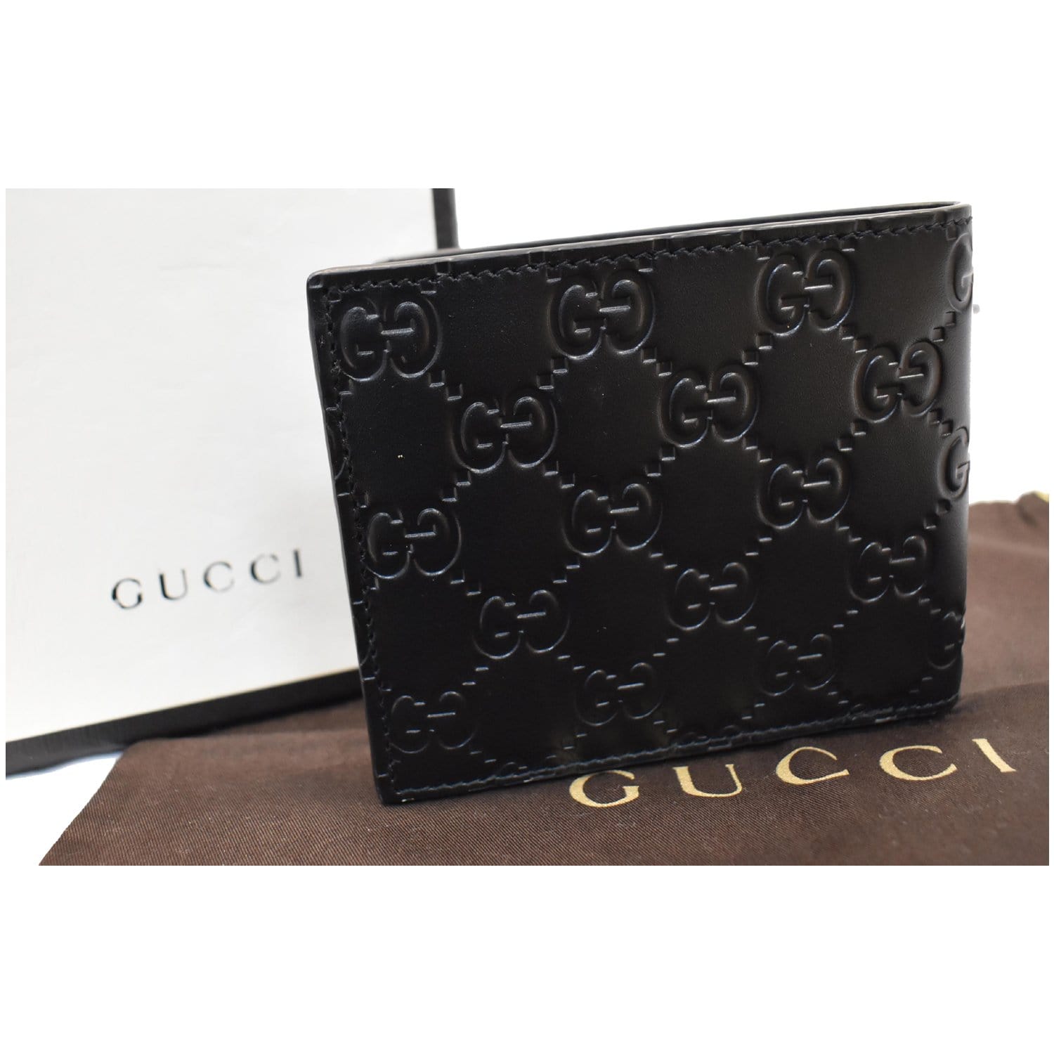 Gucci Plain Black Mens Wallets, Genuine Leather