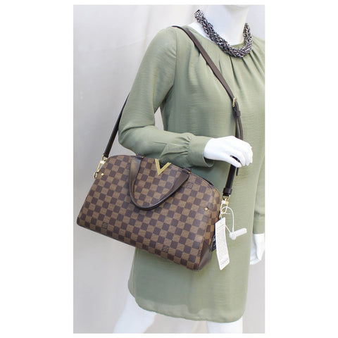 LOUIS VUITTON Kensington Bowling Damier Ebene Shoulder Handbag-US