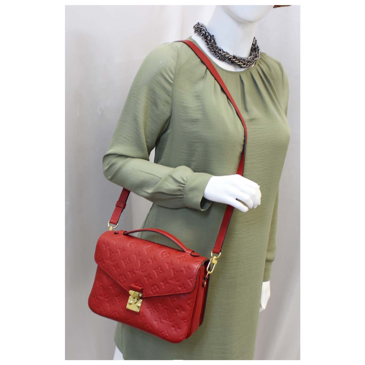Louis Vuitton, Bags, Louis Vuitton Pochette Metis Empreinte Red Leather  Bag
