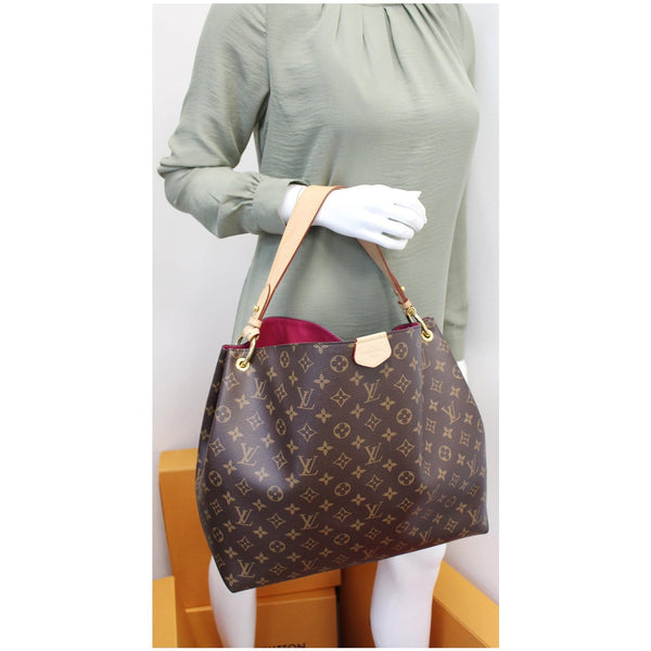 LOUIS VUITTON Graceful MM Monogram Canvas Shoulder Bag Brown