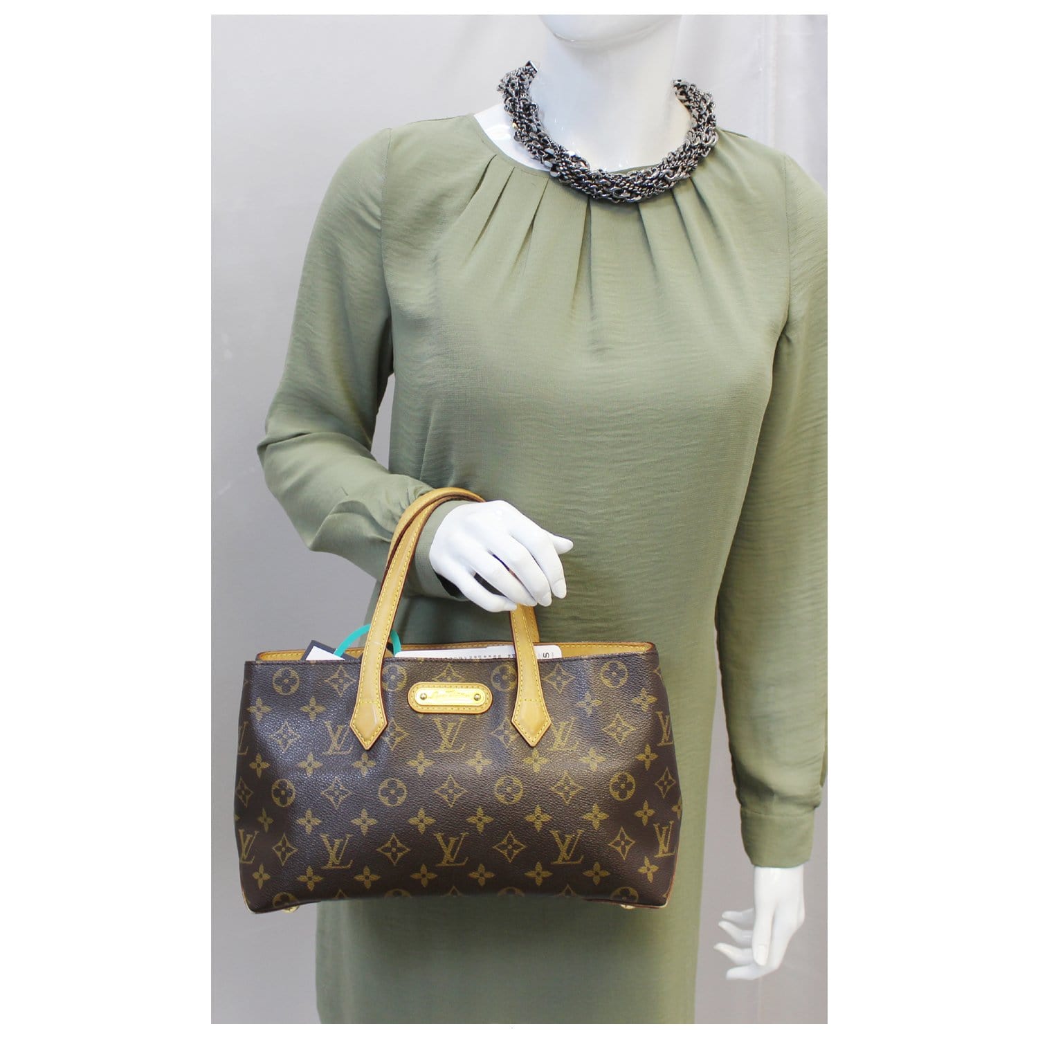 Louis Vuitton Wilshire PM Brown Monogram Leather Tote Bag Gold Hardware  Ladies