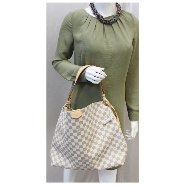 LOUIS VUITTON Graceful MM Damier Azur Shoulder Bag-US