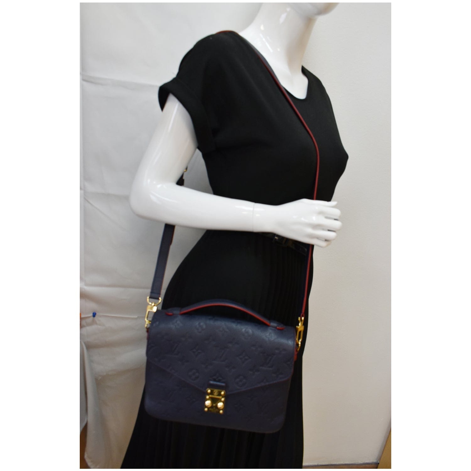 LV Pochette Metis Navy Blue Empreinte Leather, Luxury, Bags