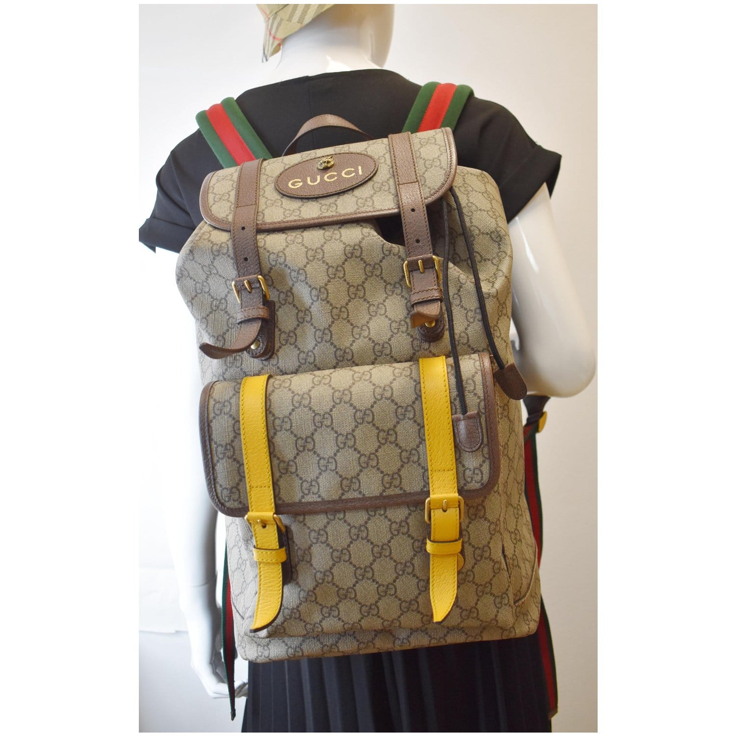 GUCCI Soft GG Supreme Canvas Backpack Bag Beige 473869